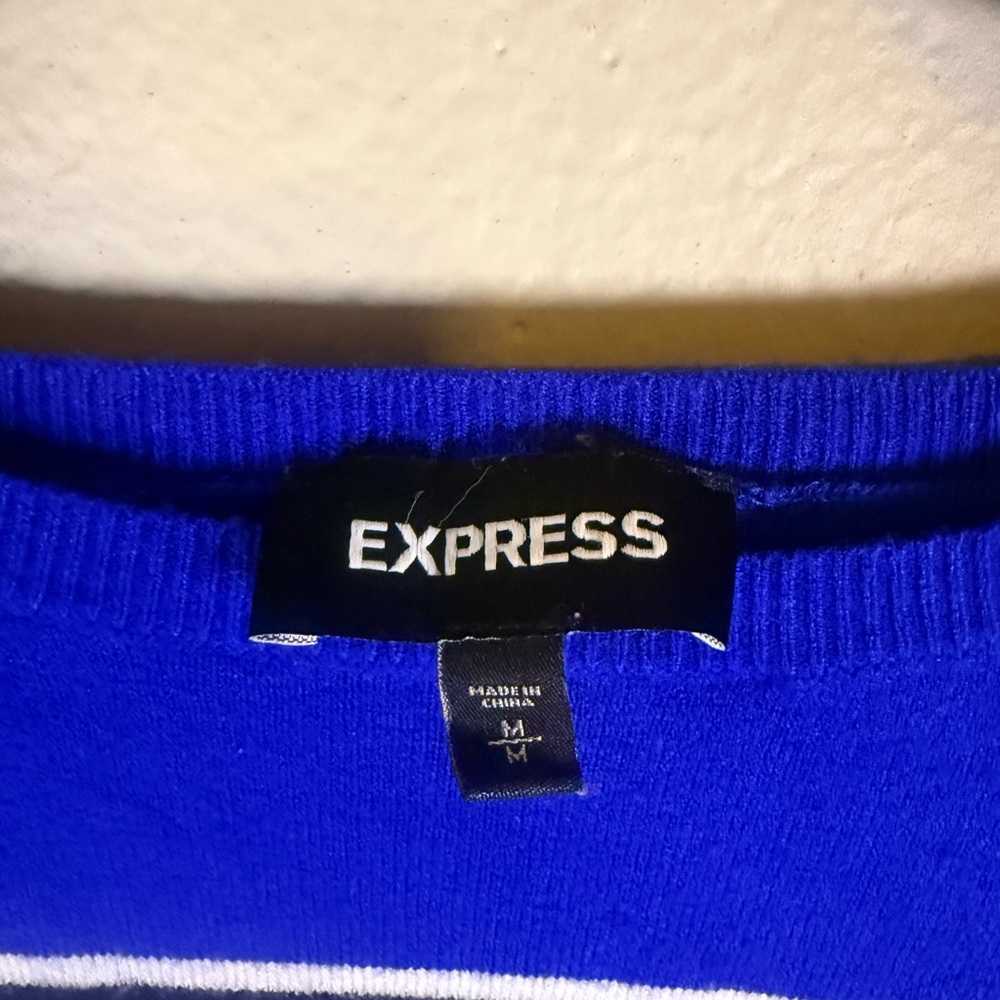 Express Royal Blue and White Striped Sweater - Picture 3 of 5